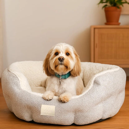Fluffy Sherpa Calming Dog Bed – Anti-Anxiety Donut Bed for Cats, Puppies & Medium Dogs
