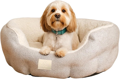 Fluffy Sherpa Calming Dog Bed – Anti-Anxiety Donut Bed for Cats, Puppies & Medium Dogs