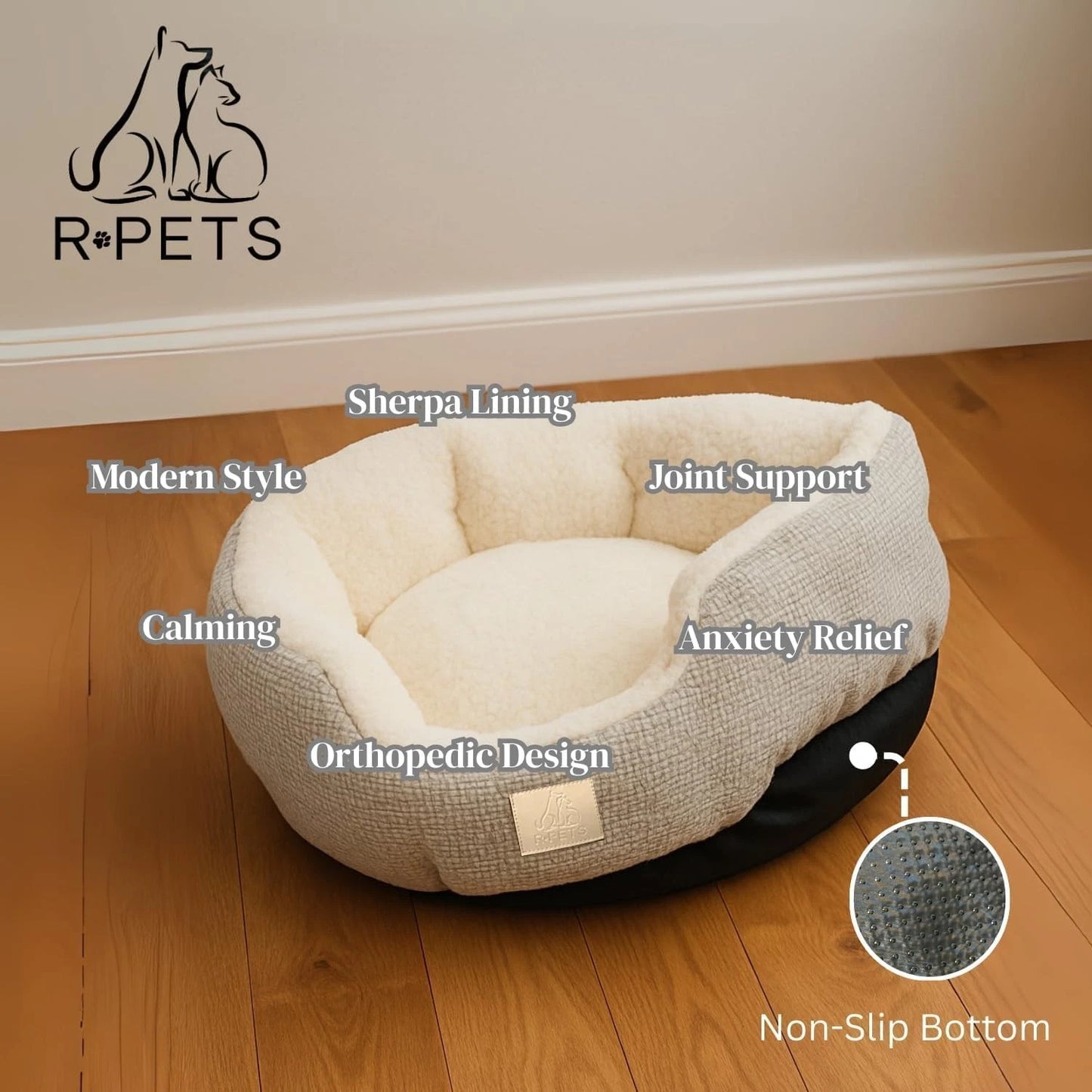 Fluffy Sherpa Calming Dog Bed – Anti-Anxiety Donut Bed for Cats, Puppies & Medium Dogs