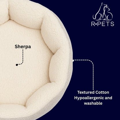 Fluffy Sherpa Calming Dog Bed – Anti-Anxiety Donut Bed for Cats, Puppies & Medium Dogs