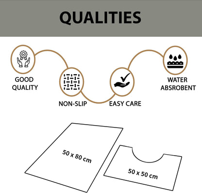 Cali Bubbles 2 Piece Bath Mat & Pedestal Set Non Slip Soft Absorbent Toilet Bathroom Mats Sets