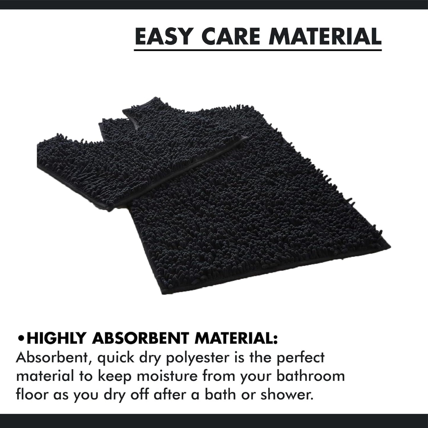 2 Piece Loop Bath Mats for Bathroom - Non Slip Chenille Bath Mat Set Rugs, Extra Soft with Water Absorbent Pedestal Bathmat Shower Toilet Mat