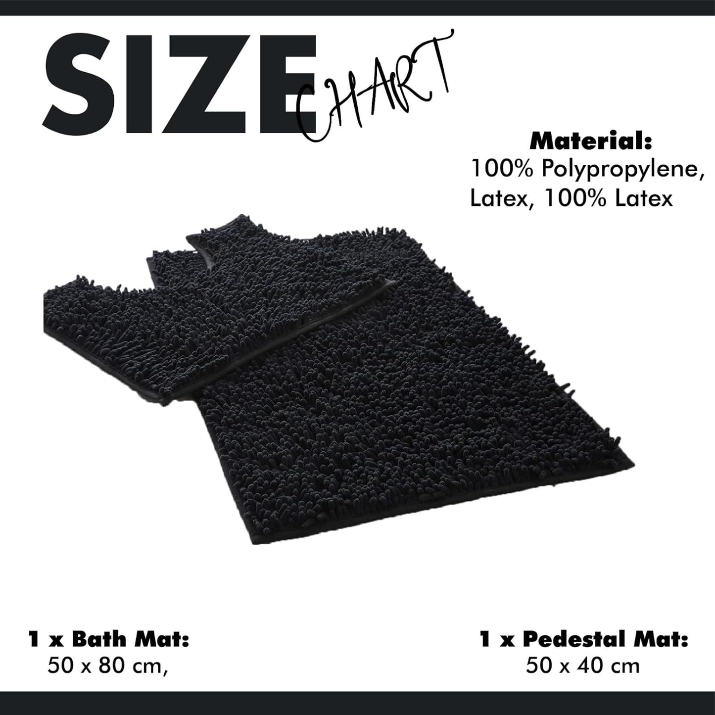 2 Piece Loop Bath Mats for Bathroom - Non Slip Chenille Bath Mat Set Rugs, Extra Soft with Water Absorbent Pedestal Bathmat Shower Toilet Mat