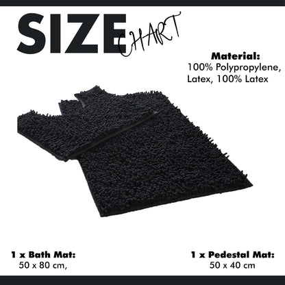 2 Piece Loop Bath Mats for Bathroom - Non Slip Chenille Bath Mat Set Rugs, Extra Soft with Water Absorbent Pedestal Bathmat Shower Toilet Mat