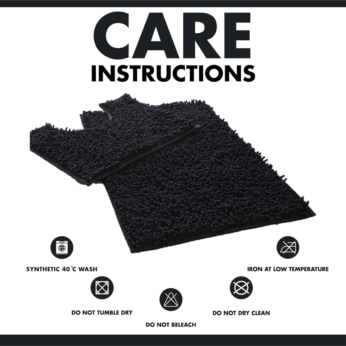 2 Piece Loop Bath Mats for Bathroom - Non Slip Chenille Bath Mat Set Rugs, Extra Soft with Water Absorbent Pedestal Bathmat Shower Toilet Mat