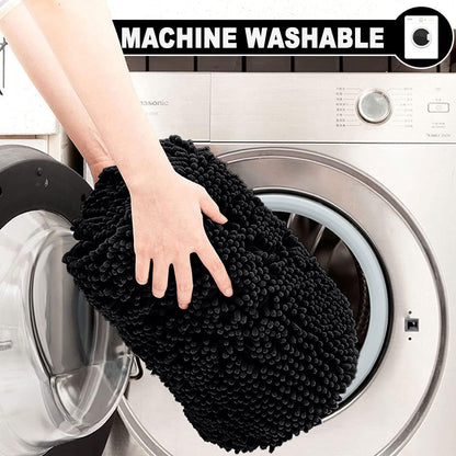 2 Piece Loop Bath Mats for Bathroom - Non Slip Chenille Bath Mat Set Rugs, Extra Soft with Water Absorbent Pedestal Bathmat Shower Toilet Mat