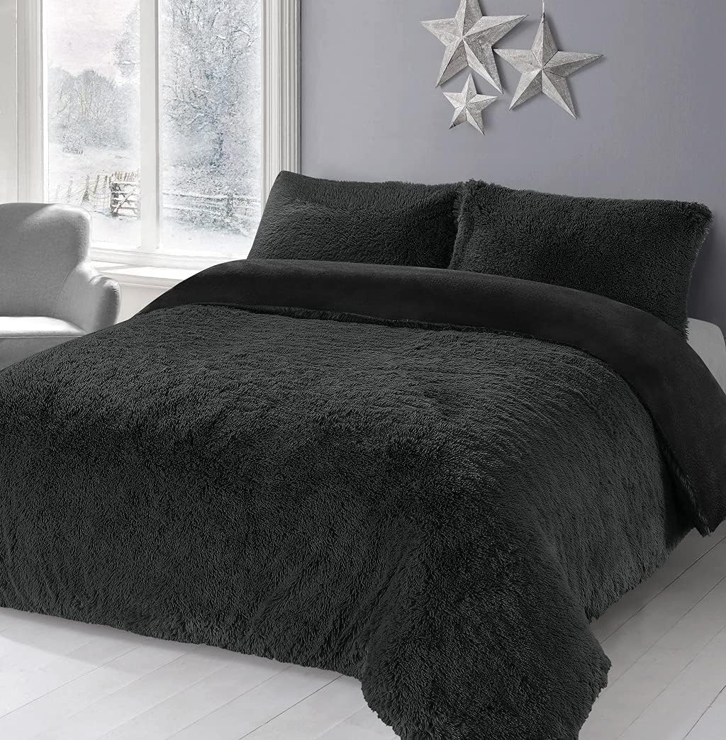 Hug & Snug Duvet Cover Fluffy Fur Fleece Cuddle Warm Quilt Bedding Set All Sizes