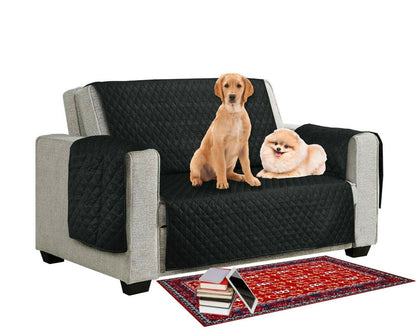 Quilted Sofa Cover Pet Dog Kids Barrier- Slipcover Reversible Furniture Protector Washable Couch Covers with Elastic Straps Anti-Slip Wrinkle Resistant