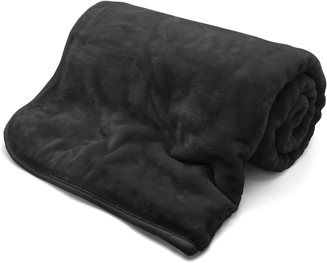 Cosy Faux Fur Mink Throw Blankets Silver Grey Travel Size - Super Soft Fluffy Warm Solid Bed Throws for Sofas Blanket 150x200cm Flannel Fleece