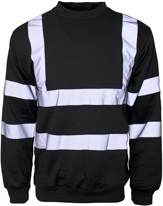Men’s Hi Vis Work Safety Fleece Jumpers Two Tone Crew Neck Sweatshirt Security Workwear Pullover Top