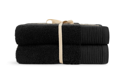 Black 100% Pure Organic Cotton Bath Sheet folded stacked 630 GSM