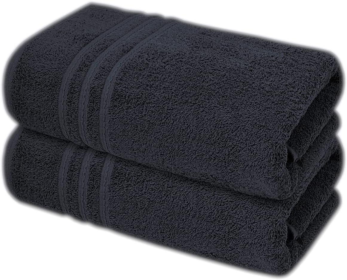 Pack of 2 Extra Large Jumbo Bath Sheets - Beach Towels 100% Cotton  Huge Size (85 x 200 cm)