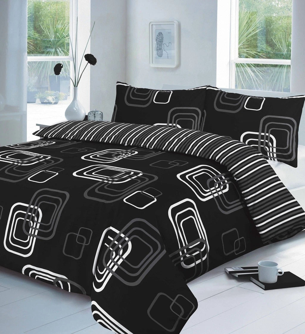 Blake Stripe Printed Duvet Cover Set – Soft Easy Care Bed Linen, Quilt Bedding Set Single Double King SuperKing