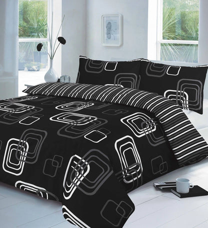 Blake Stripe Printed Duvet Cover Set – Soft Easy Care Bed Linen, Quilt Bedding Set Single Double King SuperKing