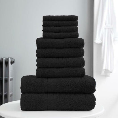 10-Piece Bale Set Bathroom Towels  4x Hand, 4x face Cloths, 2x Bath Towels 100% Cotton Quick Dry Soft Absorbent
