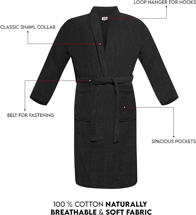 100% Egyptian Cotton Bath Robe Terry Towelling Robe Dressing Gown Luxury and Super Soft Womens Nightwear Mens House Gown