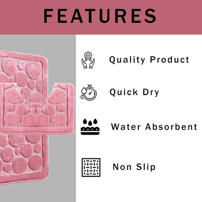 Cali Bubbles 2 Piece Bath Mat & Pedestal Set Non Slip Soft Absorbent Toilet Bathroom Mats Sets