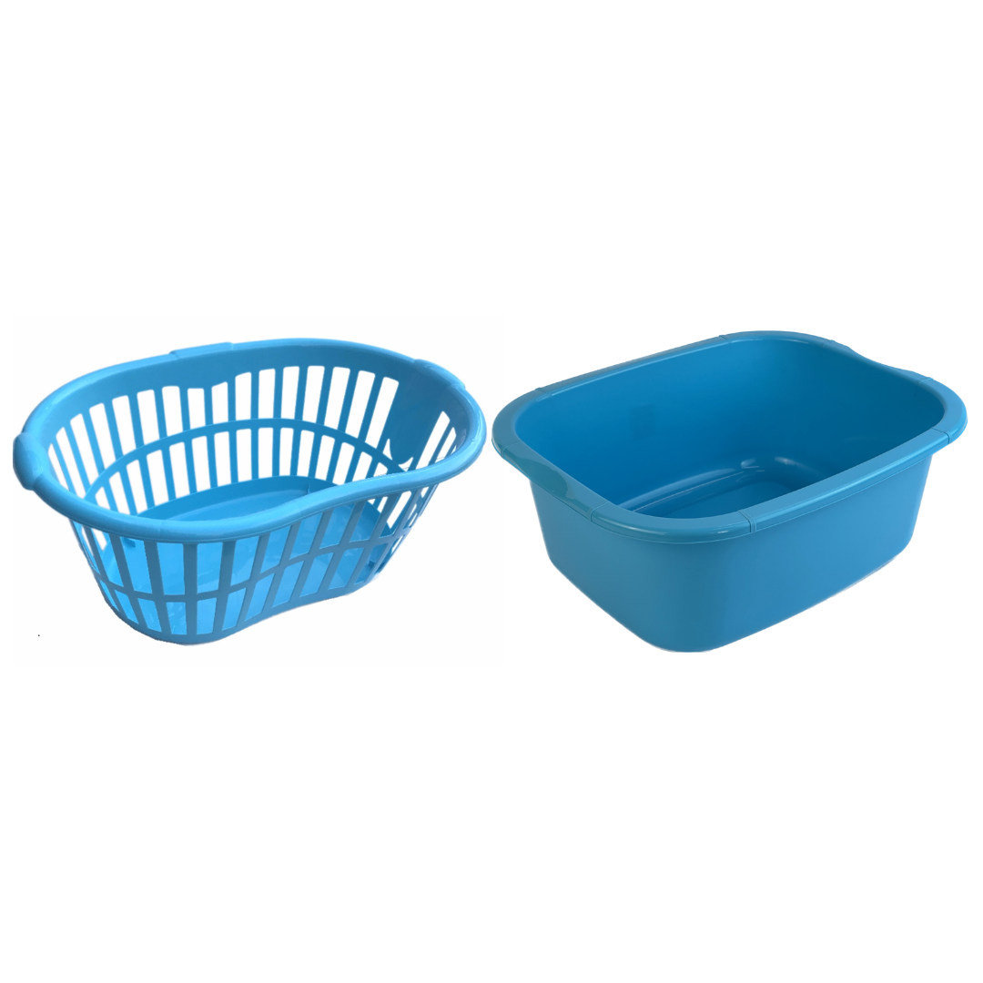 34L Hipster Laundry Basket Plastic Clothes Storage Bin Hamper & 11L Wash up Bowl