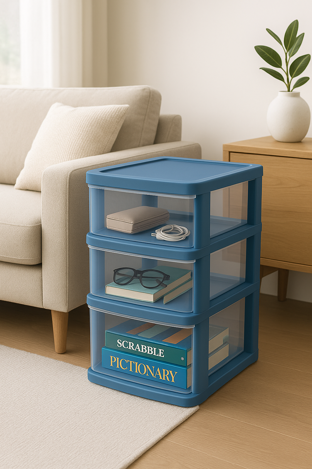 Plastic 3 Tier Drawer Tower Unit Chest Drawer School Office Home Storage