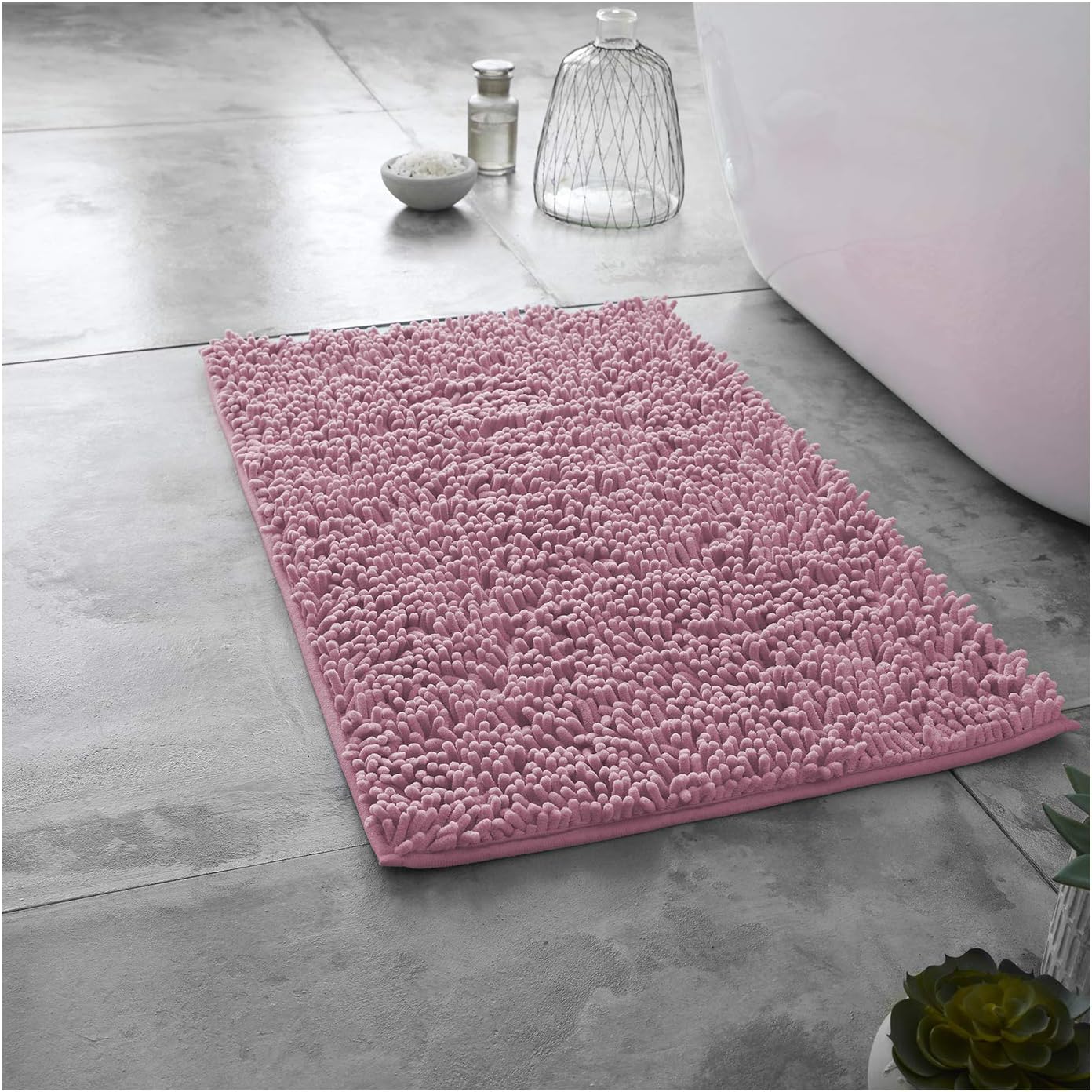2 Piece Loop Bath Mats for Bathroom - Non Slip Chenille Bath Mat Set Rugs, Extra Soft with Water Absorbent Pedestal Bathmat Shower Toilet Mat