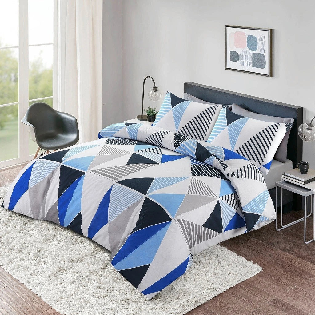 Reversible Brandon Duvet Cover Set – Quilt Bedding with Pillowcases Single Double King SuperKing