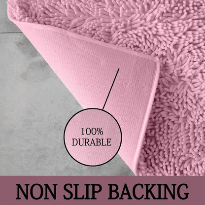 2 Piece Loop Bath Mats for Bathroom - Non Slip Chenille Bath Mat Set Rugs, Extra Soft with Water Absorbent Pedestal Bathmat Shower Toilet Mat