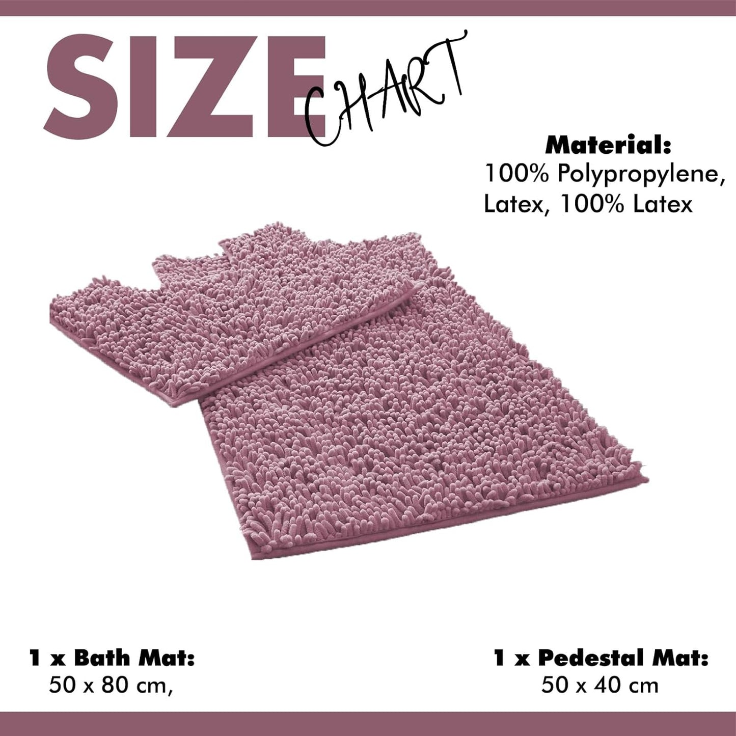 2 Piece Loop Bath Mats for Bathroom - Non Slip Chenille Bath Mat Set Rugs, Extra Soft with Water Absorbent Pedestal Bathmat Shower Toilet Mat