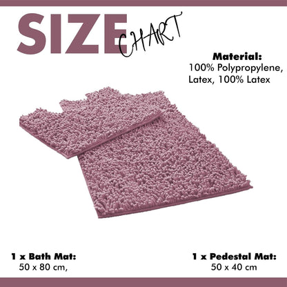 2 Piece Loop Bath Mats for Bathroom - Non Slip Chenille Bath Mat Set Rugs, Extra Soft with Water Absorbent Pedestal Bathmat Shower Toilet Mat