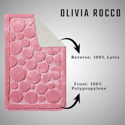 Cali Bubbles 2 Piece Bath Mat & Pedestal Set Non Slip Soft Absorbent Toilet Bathroom Mats Sets