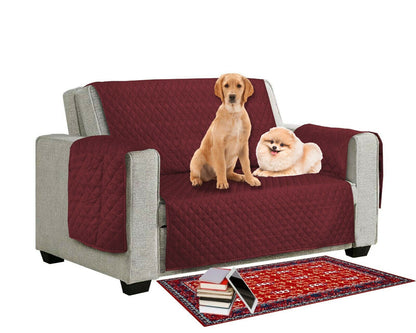 Quilted Sofa Cover Pet Dog Kids Barrier- Slipcover Reversible Furniture Protector Washable Couch Covers with Elastic Straps Anti-Slip Wrinkle Resistant