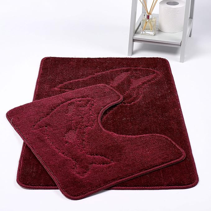 Dolphin Bath Mat Set 2 Piece Non Slip Water Absorbent Pedestal and Bath Mat Set Toilet Bathroom Rug