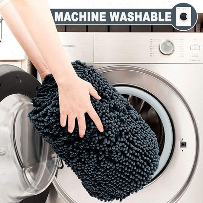 2 Piece Loop Bath Mats for Bathroom - Non Slip Chenille Bath Mat Set Rugs, Extra Soft with Water Absorbent Pedestal Bathmat Shower Toilet Mat