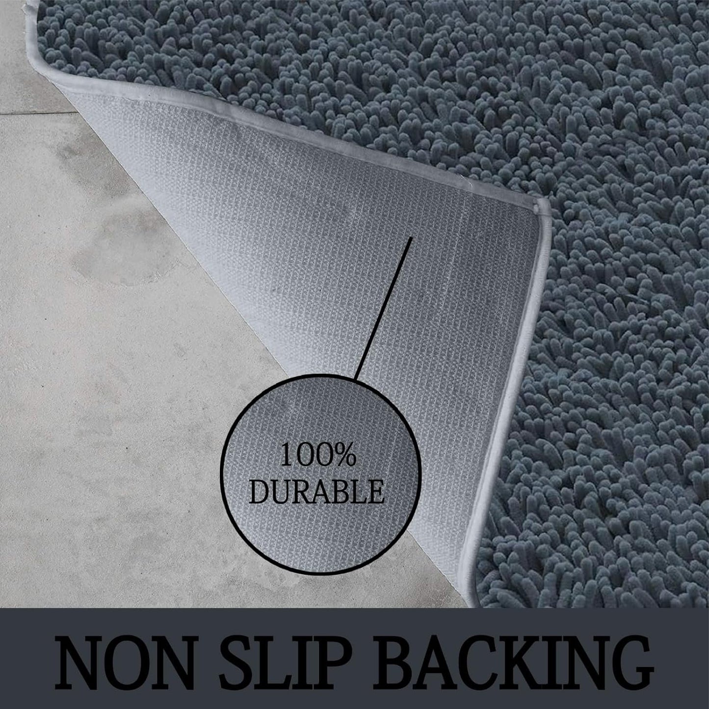 2 Piece Loop Bath Mats for Bathroom - Non Slip Chenille Bath Mat Set Rugs, Extra Soft with Water Absorbent Pedestal Bathmat Shower Toilet Mat