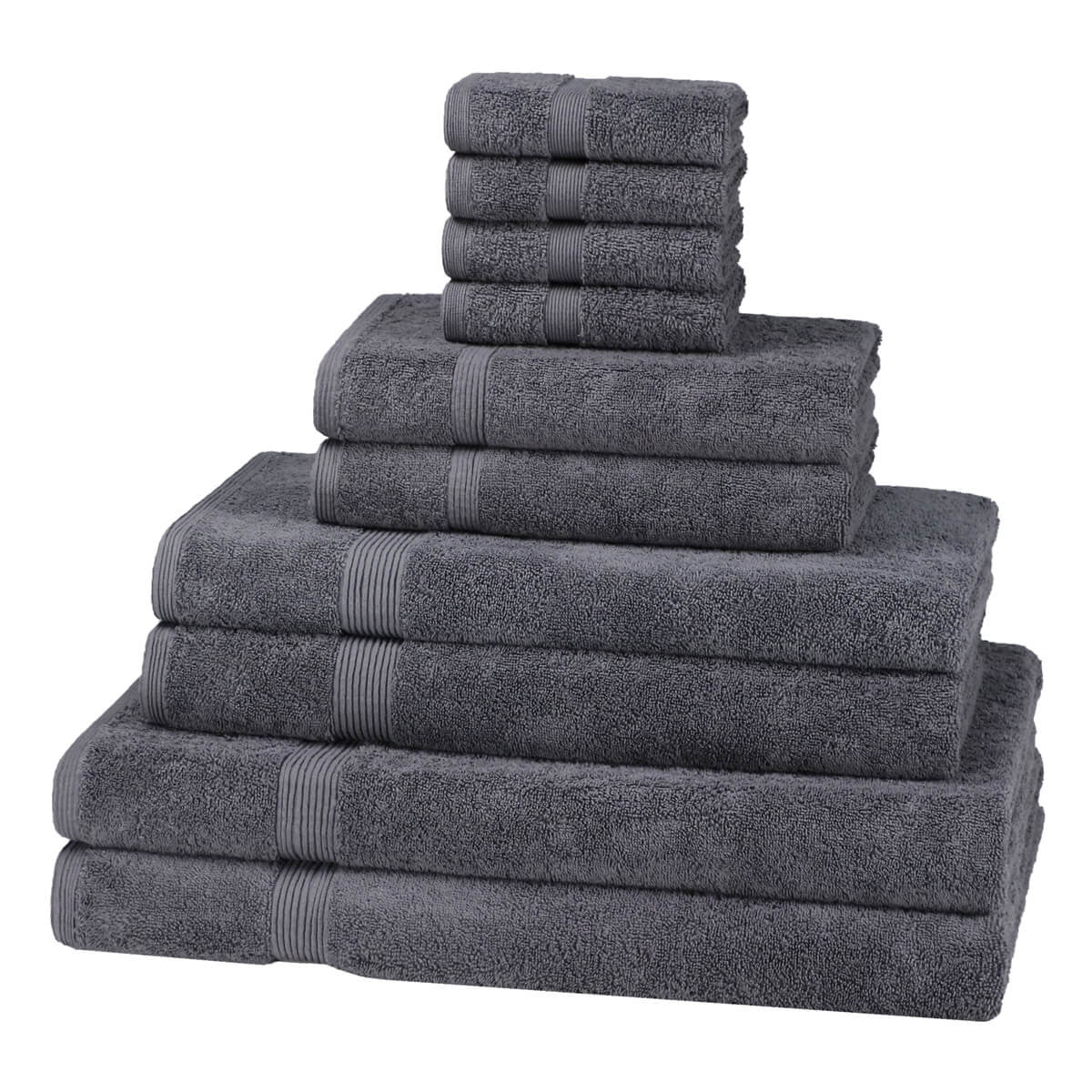 10 Piece 600GSM Cotton Towel Bale Set - Charcoal