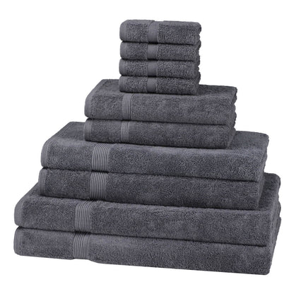 10 Piece 600GSM Cotton Towel Bale Set - Charcoal
