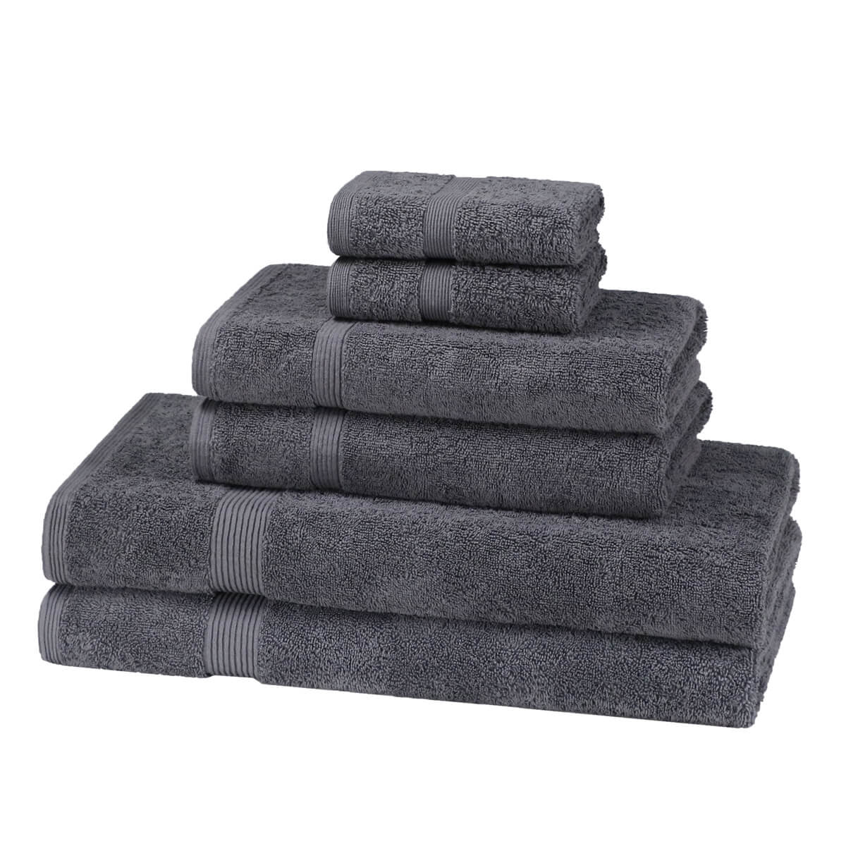 600GSM cotton 6 piece towel bale set in Charcoal — modern dark grey bathroom towel bundle