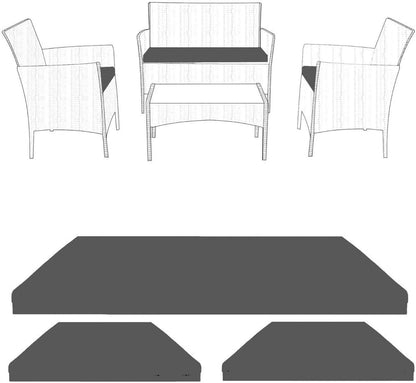 Waterproof Replacement Cushion Set for Rattan Chairs 3pc with Zipper Cover Durable, Easy Clean Seat Pads for Indoor/Outdoor Garden, Patio, Dining Room, Office Chairs & Sofas Water Repellent Polyester, Comfy Seat Pads, Replacement Bundle, Removable Cover