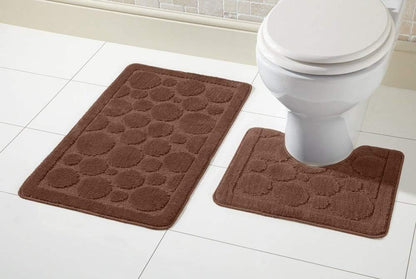 Cali Bubbles 2 Piece Bath Mat & Pedestal Set Non Slip Soft Absorbent Toilet Bathroom Mats Sets