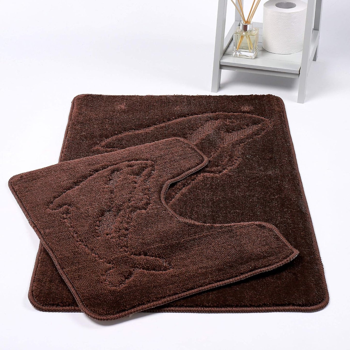 Dolphin Bath Mat Set 2 Piece Non Slip Water Absorbent Pedestal and Bath Mat Set Toilet Bathroom Rug