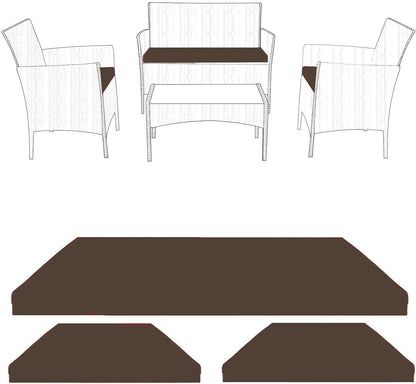 Waterproof Replacement Cushion Set for Rattan Chairs 3pc with Zipper Cover Durable, Easy Clean Seat Pads for Indoor/Outdoor Garden, Patio, Dining Room, Office Chairs & Sofas Water Repellent Polyester, Comfy Seat Pads, Replacement Bundle, Removable Cover