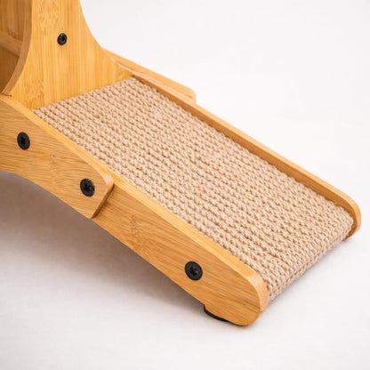 Sisal Cat Scratcher with Rotating Ball – Wooden Interactive Scratching Post for Indoor Cats