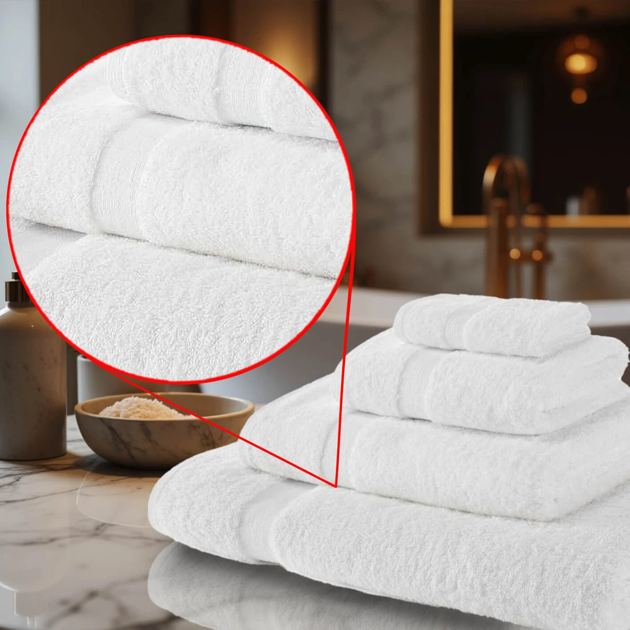 600GSM ring-spun cotton towel bale closeup showing plush pile and premium weave