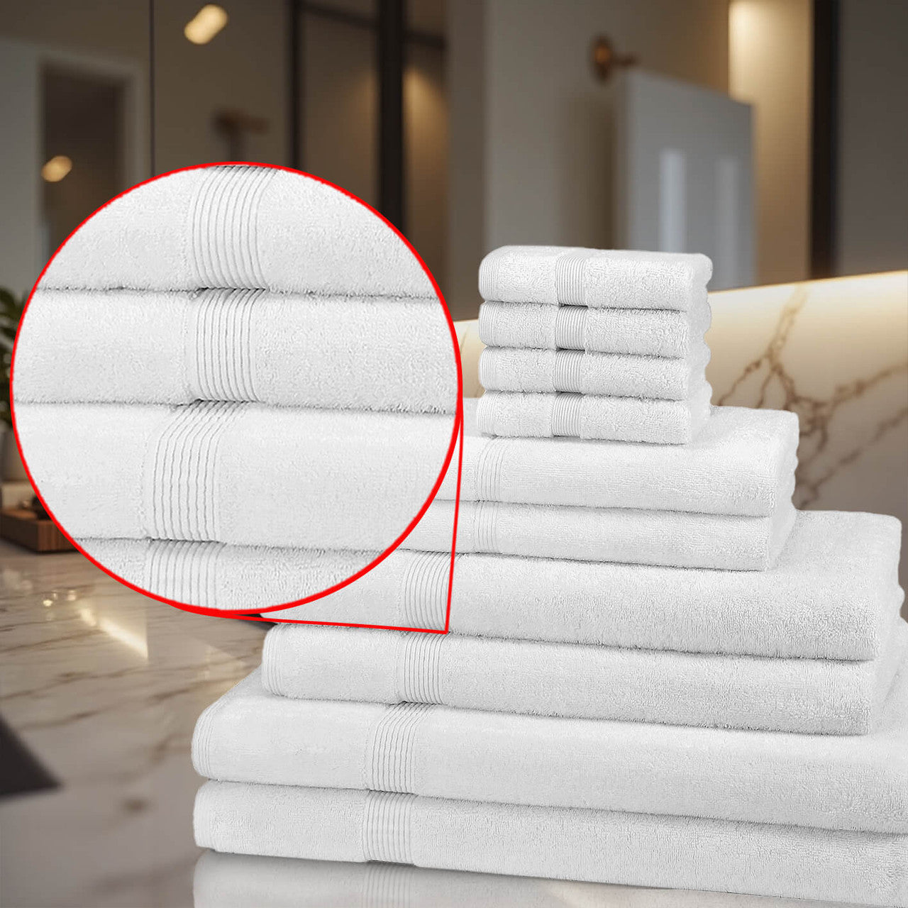 600GSM Luxury Cotton Towel Bale - Close-up Texture Detail