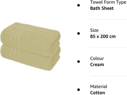 Pack of 2 Extra Large Jumbo Bath Sheets - Beach Towels 100% Cotton  Huge Size (85 x 200 cm)