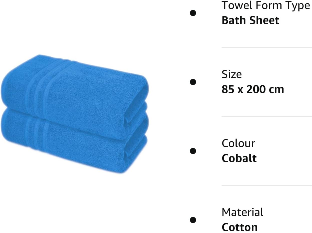 Pack of 2 Extra Large Jumbo Bath Sheets - Beach Towels 100% Cotton  Huge Size (85 x 200 cm)