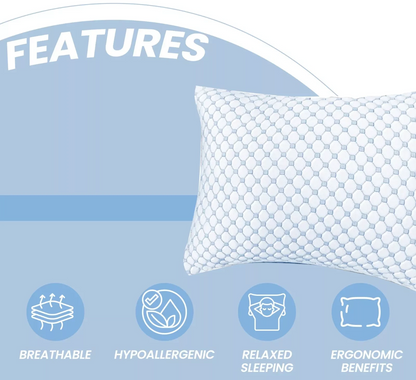 Hotel Quality Luxury Pillow – Soft and Supportive Memory Foam – Lavender Scented for Relaxation – Copper Infused for Freshness – Ice Cool Fabric Keeps You Cool – Breathable, Hypoallergenic, Cooling Pillow for Side and Back Sleepers