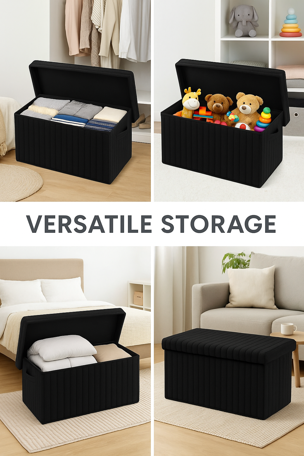 Premium Ottoman Storage Box House Pouffes Bench Seat Foldable Foot Stool UK Size