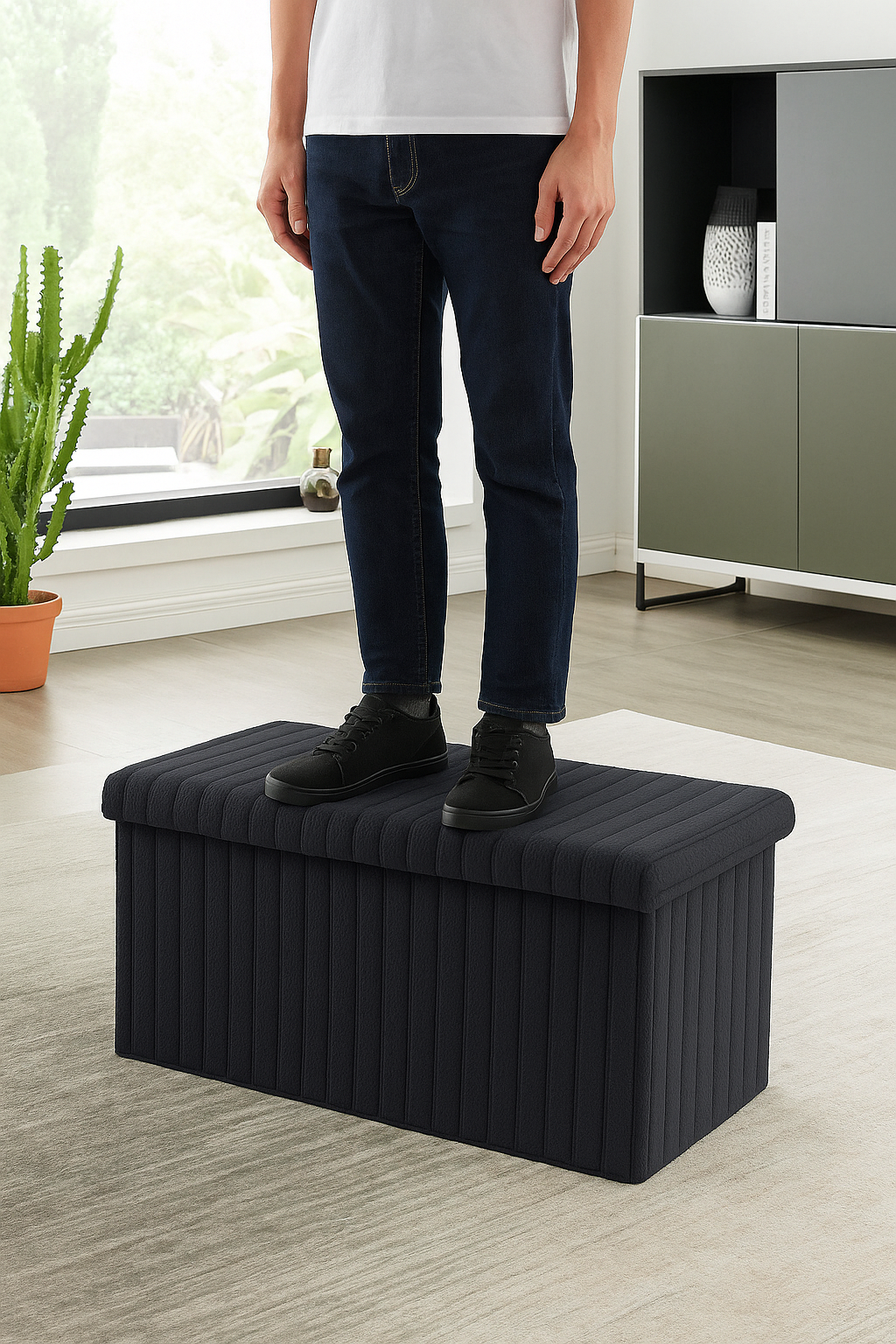 Premium Ottoman Storage Box House Pouffes Bench Seat Foldable Foot Stool UK Size