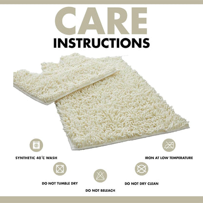 2 Piece Loop Bath Mats for Bathroom - Non Slip Chenille Bath Mat Set Rugs, Extra Soft with Water Absorbent Pedestal Bathmat Shower Toilet Mat