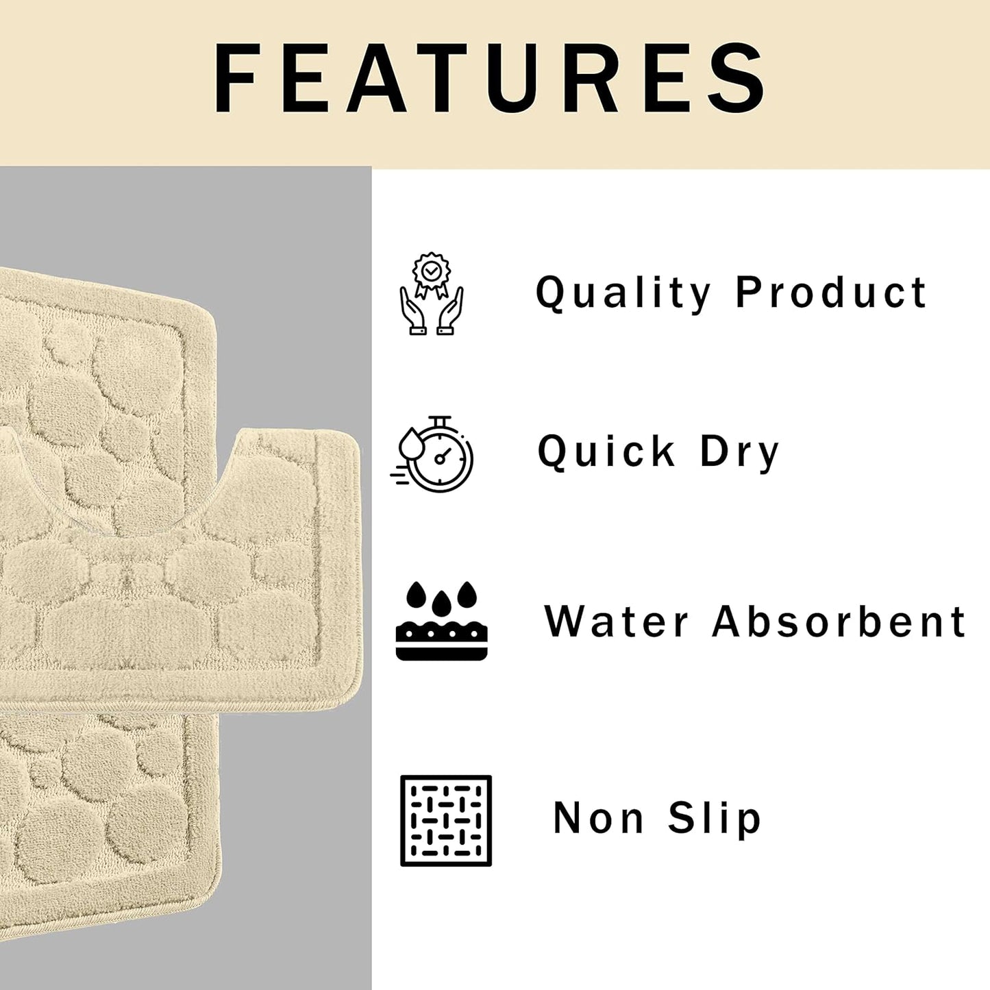 Cali Bubbles 2 Piece Bath Mat & Pedestal Set Non Slip Soft Absorbent Toilet Bathroom Mats Sets